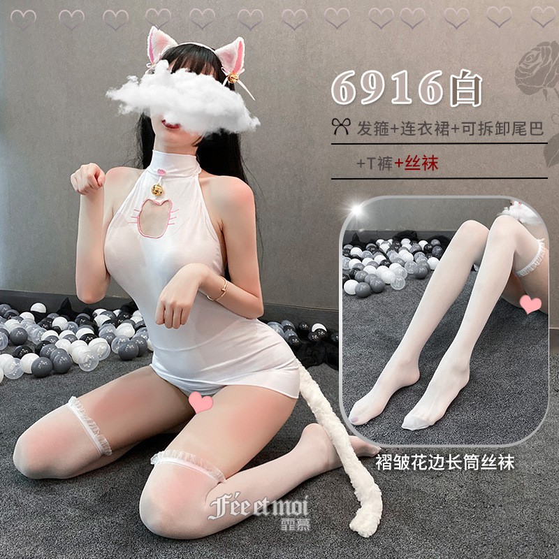 LI-66 HQ japan lingerie cat nekomimi set baju tidur wanita renda sexy seksi