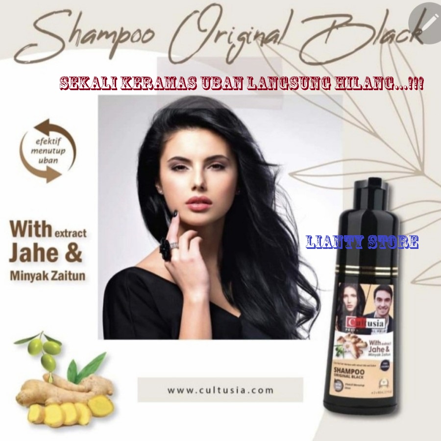 NEWS CULTUSIA Shampoo ORIGINAL Black with Jahe &amp; Olive oil PENGHITAM RAMBUT