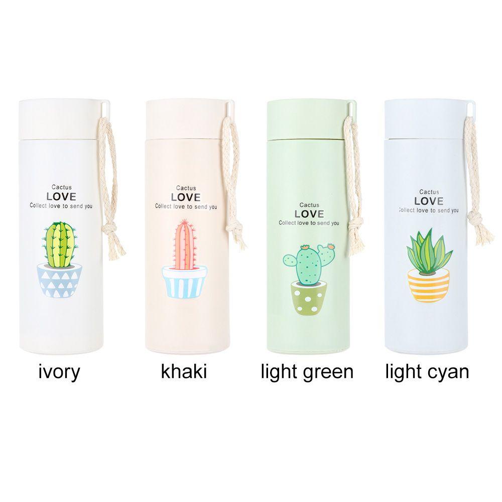 Solighter 400ML Cangkir Air 400 ml Hadiah Sukulen Bermotif Portabel Luar Ruangan Kapasitas Besar Botol Minum