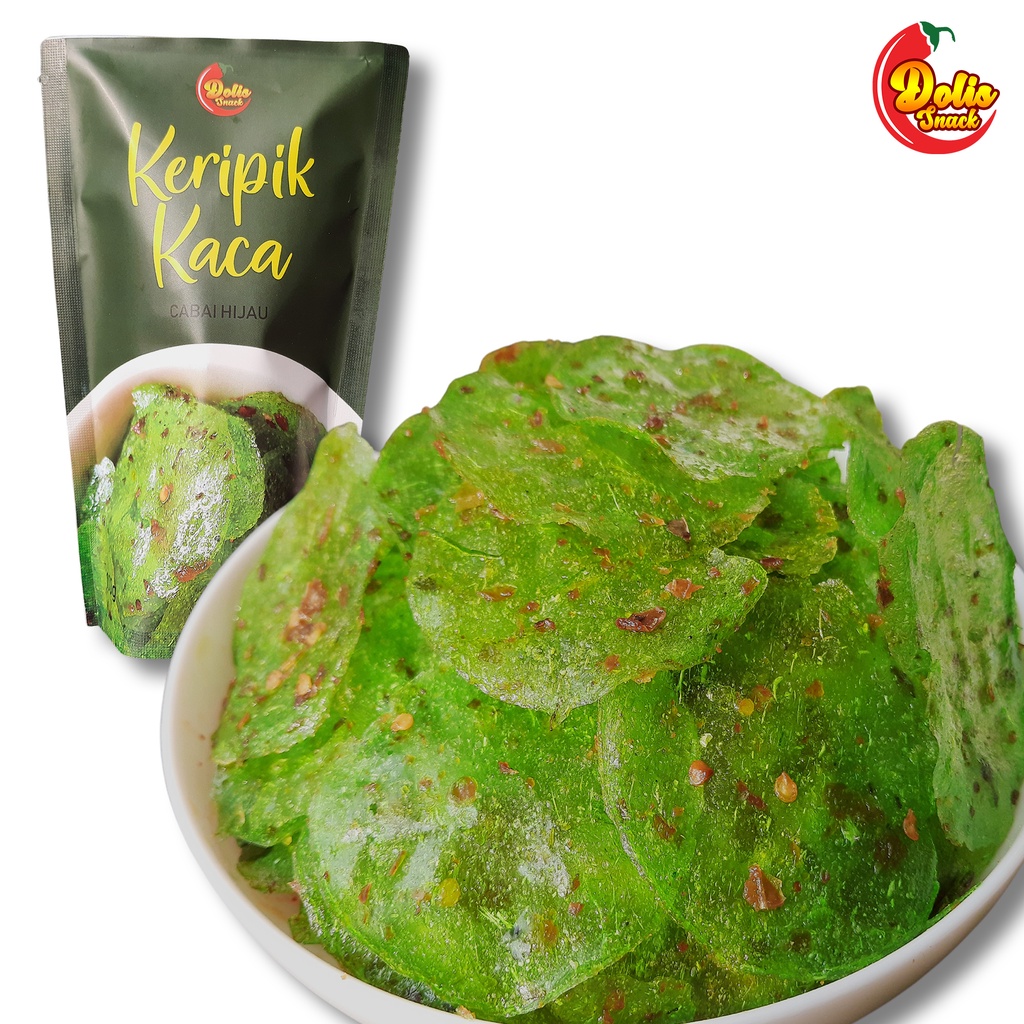 

Keripik Kaca Cabai Hijau Daun Jeruk / Kripca Pedas / Keripik Beling Gurih Dolis Snack
