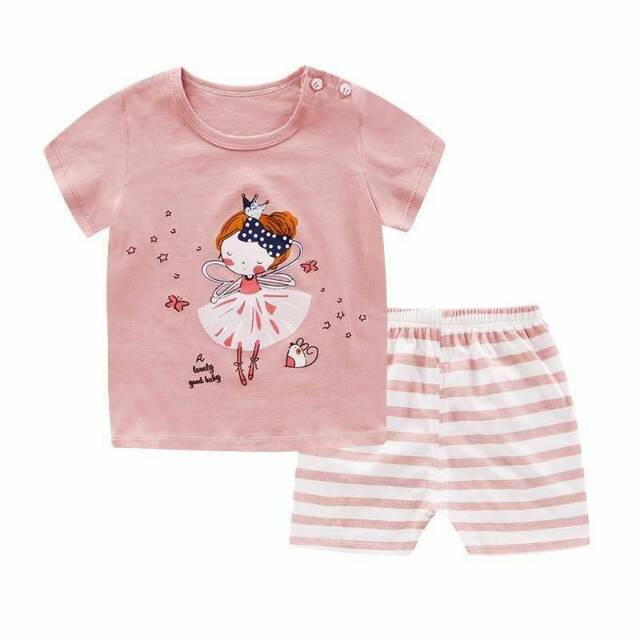 setelan Piyama pendek bayi CT/ setelan baju anak import/ baju bayi import lucuw