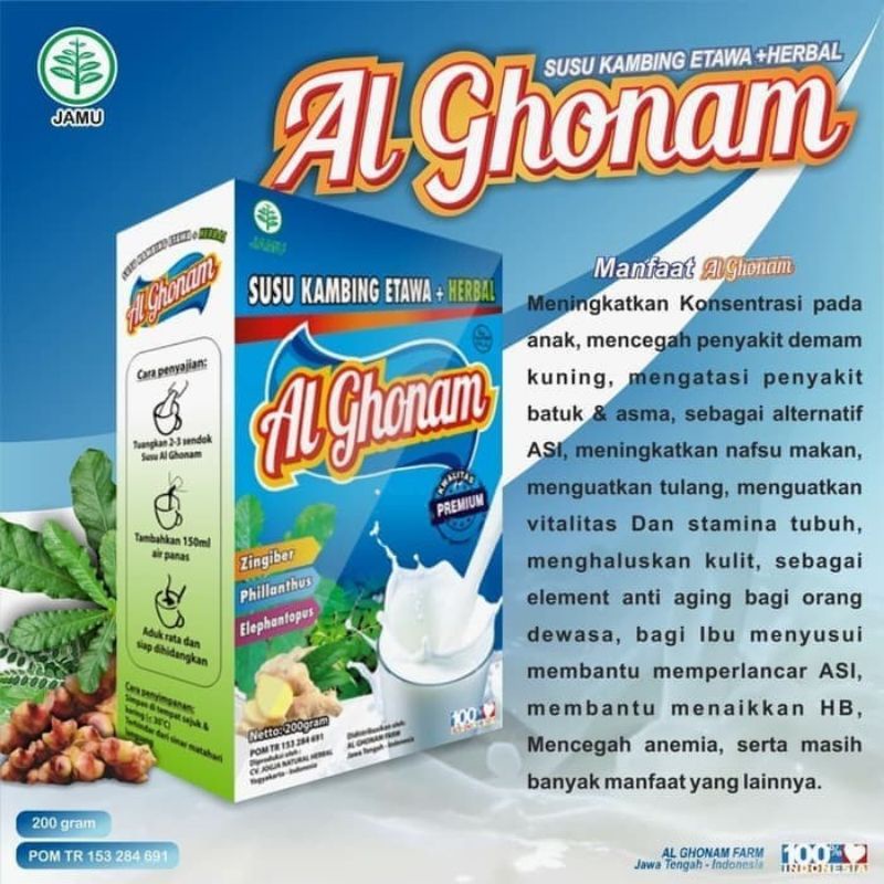 

Susu Kambing Etawa Al ghonam Susu kambing Plus Herbal 200 gram