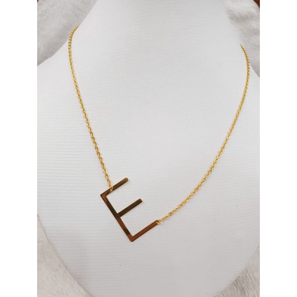 KL424JM44JM kalung gold vensi liontin huruf E inisial nama abjad emas kuning asli 48.2cm kadar 70%