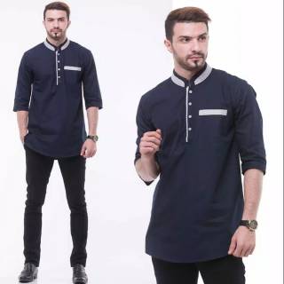  Baju  Koko  Warna  Navy  Koko  Kurta Navy  Koko  Lebaran 