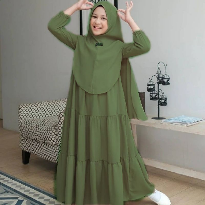 Big Sale Baju Gamis Anak Tanggung Usia 7 Sampai 9 Tahun Dan 10 Sampai 12 Tahun Dan Usia 12 Sampai 15 Tahun Gamis Plus Khimar Manggo Crepe Zahra Kids