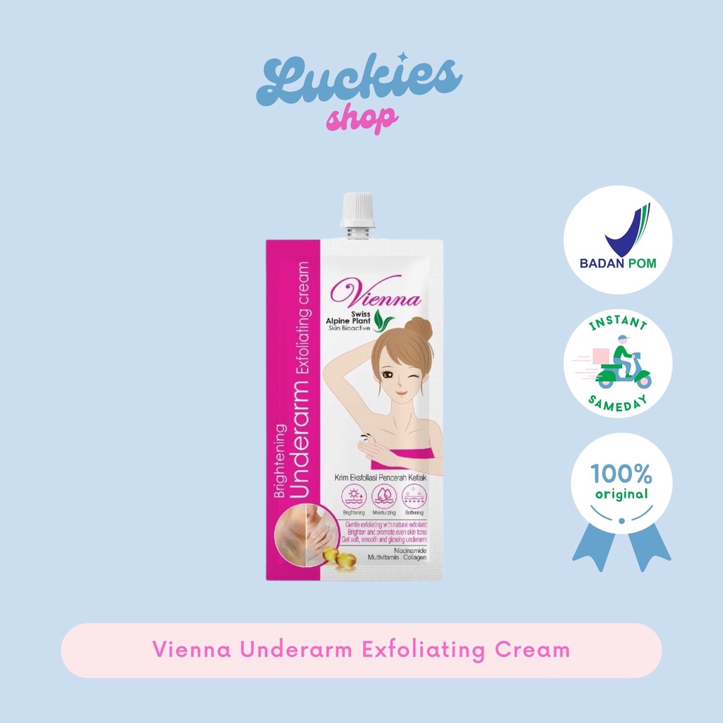 BPOM Vienna Underarm Exfoliating Cream 30ml sachet Pembersih Pencerah Pemutih Lulur Scrub Ketiak