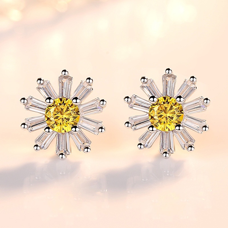 Anting Perak 925 Wanita Bunga Daisy Fashion Perhiasan/Subang Telinga anting perempuan