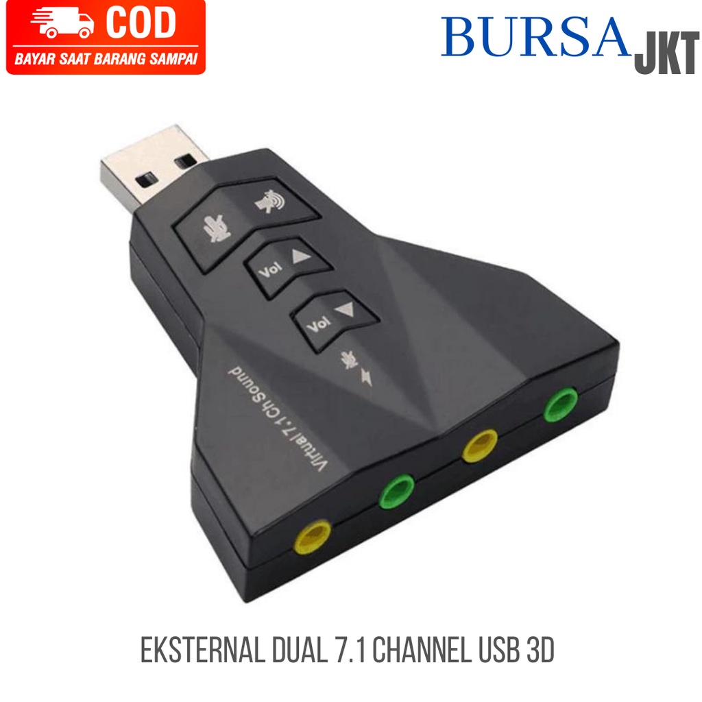 USB SOUND CARD 7.1 VIRTUAL 7.1 EXTERNAL AUX 2 CABANG MULTI