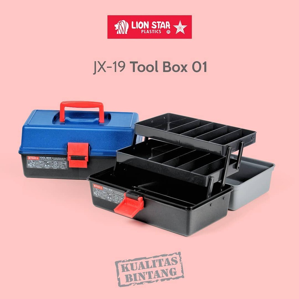 Tool Box 01 Lion Star Plastik JX-19 Kotak Penyimpanan Alat Perkakas jx19