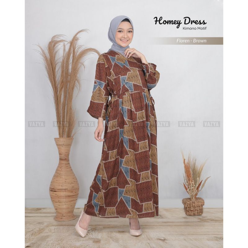 Homey Long Dress Kimono Motif