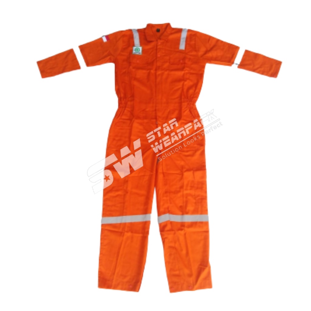 Star Wearpack - Baju Kerja Proyek Katelpak / Coverall Seragam Kerja Proyek/ Wearpack Terusan Warna Dongker/Merah/Oren