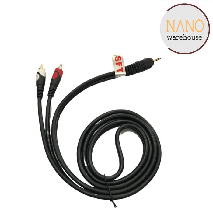 Kabel Audio RCA 2 to AUX Mini Stereo 3,5mm 1,5 Meter / Kabel 2-1 SFT 1,5M Tebal Bagus