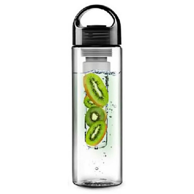 Botol Minum Plastik Tebal Infuser Perjalanan Bening Transparan Tebal Teh dengan Saringan Tritan BPA Free 700ml - Black