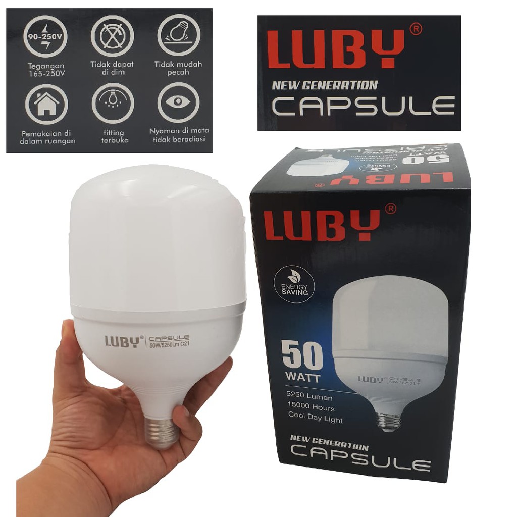 Lampu Bohlam LUBY LED CAPSULE 38W dan 50W/Bohlam Cahaya Putih/ Capsule LUBY Cahaya Putih /Lampu Led