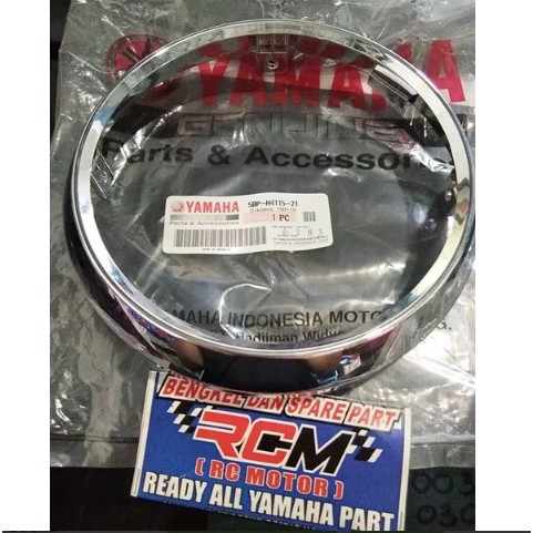 5BP-H4115-21 RIM HEADLIGHT RING HEADLIGHT HEAD LIGHT HEADLAMP HEAD LAMP REFLEKTOR REFLECTOR LAMPU DEPAN CHROOM CHROM KRUM RXKING RX KING NEW SCORPIO Z ORI ORIGINAL YGP YAMAHA ASLI