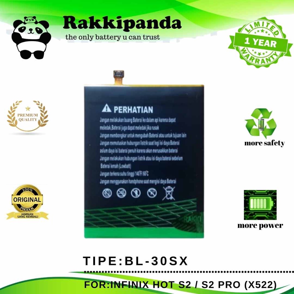 (R/K)- RakkiPanda - BL-30SX BL30SX BL 30SX Infinix S2 / S2 Pro X522 Batre Batrai Baterai