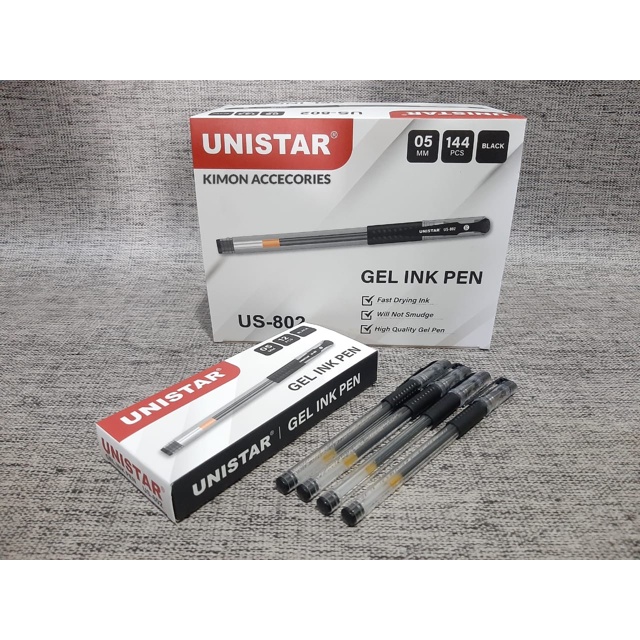 PULPEN TINTA GEL UNISTAR PULPEN 0.5MM PEN WARNA HITAM US802 US007