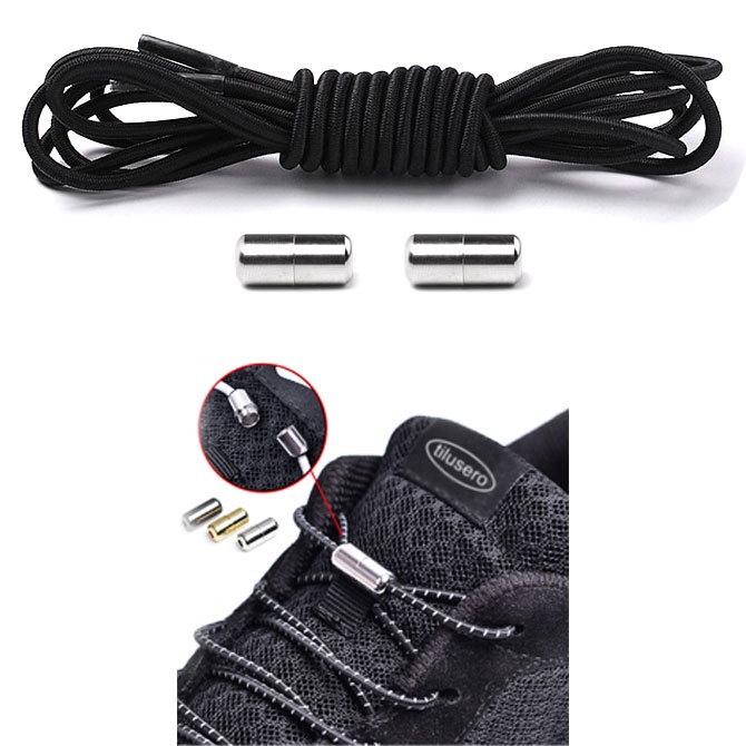 Tali Sepatu Lazy Lace No Tie Shoelaces 1 Pair - F053 - 7RSE2RBK Black