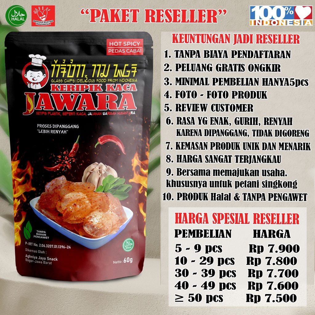 

PAKET RESELLER KERIPIK KACA CABAI MERAH DAUN JERUK (ASLI SINGKONG) PROSES PANGGANG (OVEN) PEDAS CABAI ASLI + DAUN JERUK/KRIPCA/PIKCA/BELEDAG/KERIPIK SINGKONG/RENYAH/GURIH/CEMILAN/MAKANAN TRADISIONAL/HOME MADE/VIRALL/OLEH OLEH