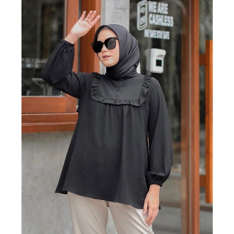 VALLINA OUTFIT - NAORA SHIRT ATASAN WANITA FORMAL MUSLIM KEMEJA BLOUSE LENGAN PANJANG