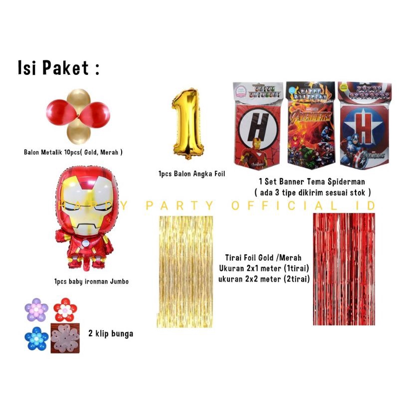 PAKET SET DEKORASI ULANG TAHUN ANAK IRONMAN