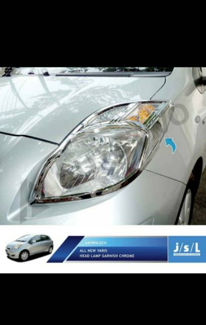 Garnish lampu depan Yaris chrome &amp; Hitam jsl