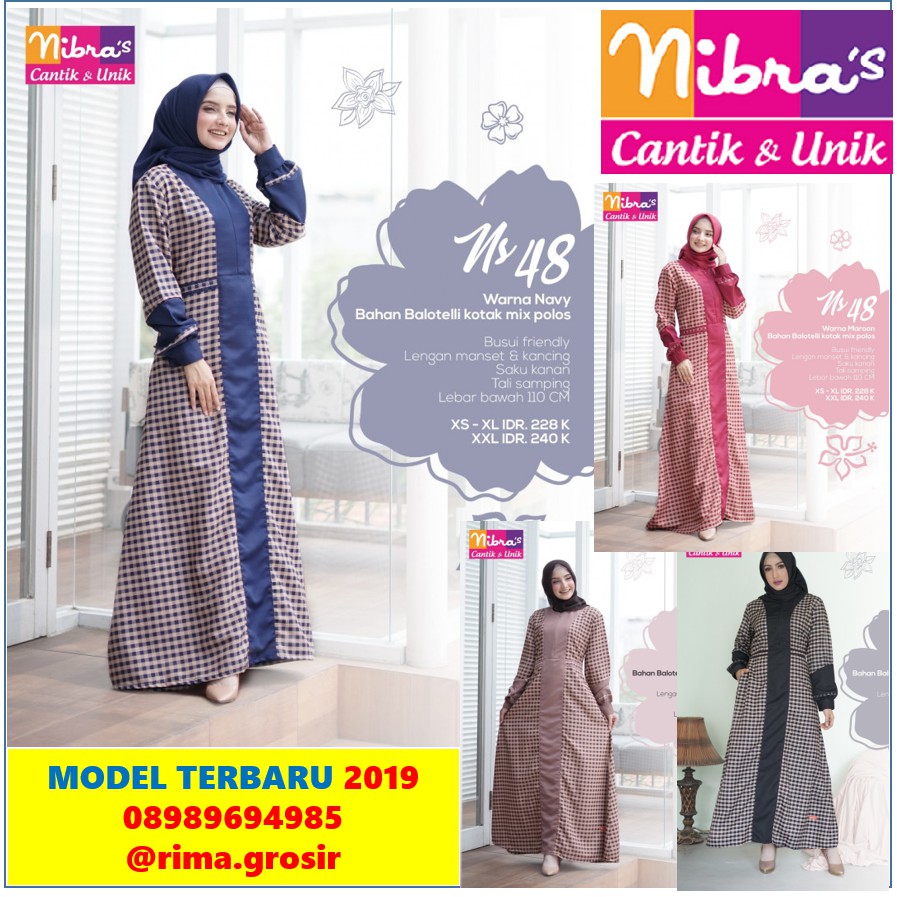 Original Terbaru 2019 Gamis Balotelly Nibras Ns 48 Syari Coklat