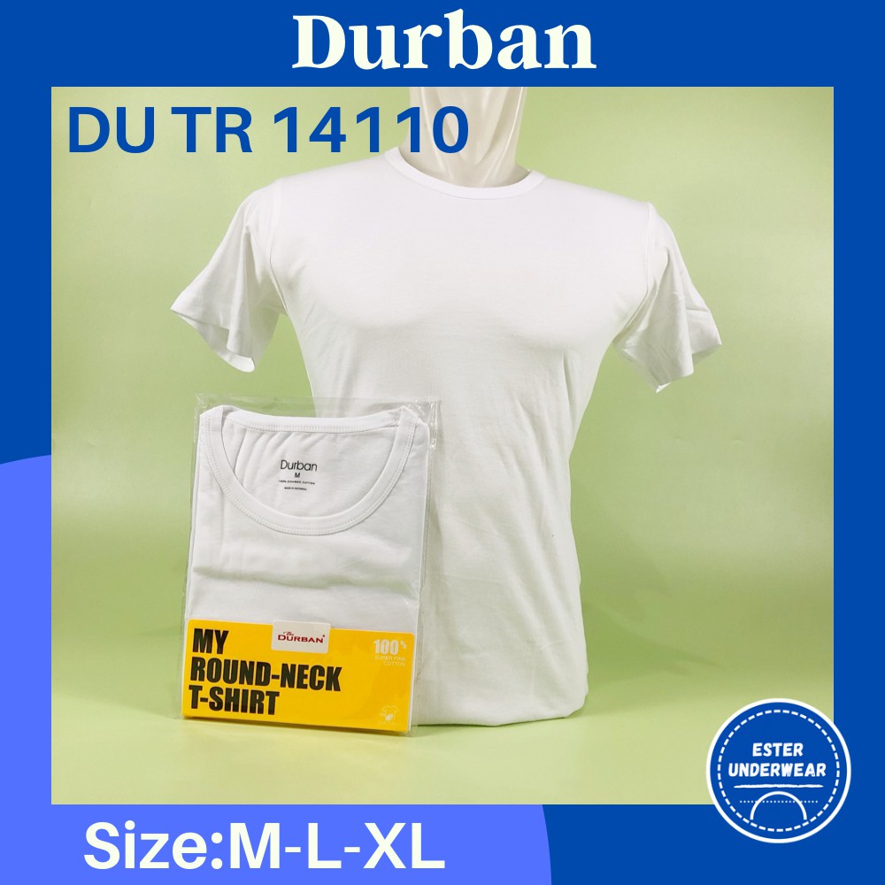 Kaos Oblong Pria DURBAN O-NECK DU TR 14110 PUTIH isi 1 PCS