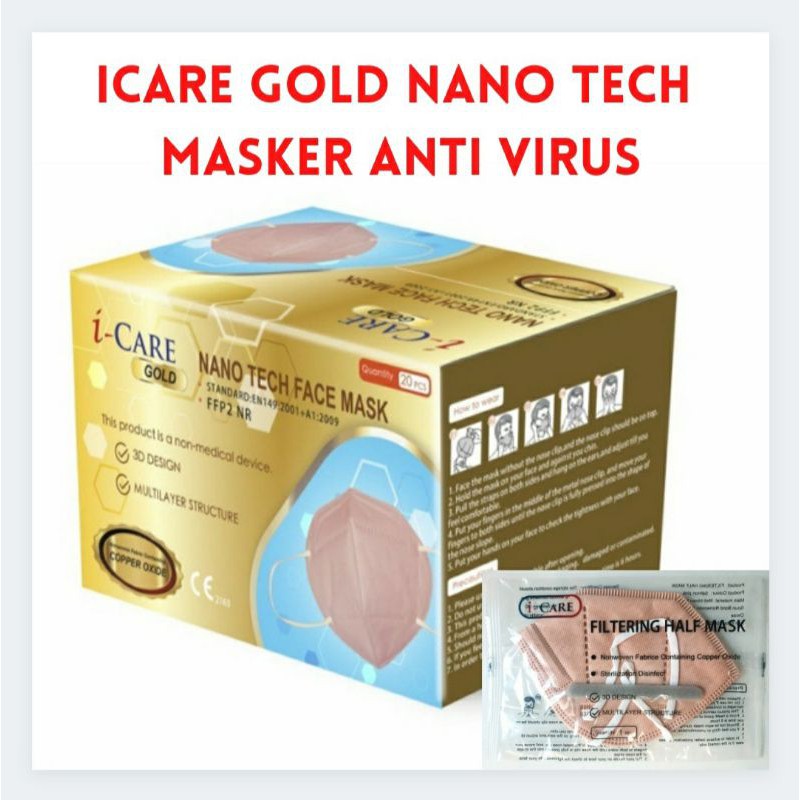 Jual Masker Anti Virus 5Ply ICARE GOLD NANO TECH FACE MASK KN95 (PER ...