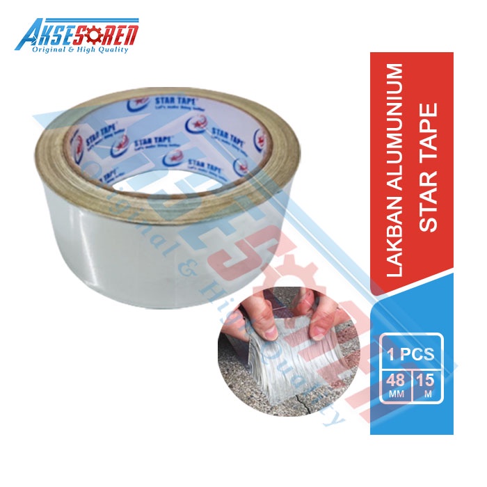 

Lakban Star Tape Aluminium Foil Tape [44 mm x 15m] / Tambal Panci / Wajan / Lakban Tahan Panas / Anti Bocor / Isolasi Alumunium / Lakban Besar