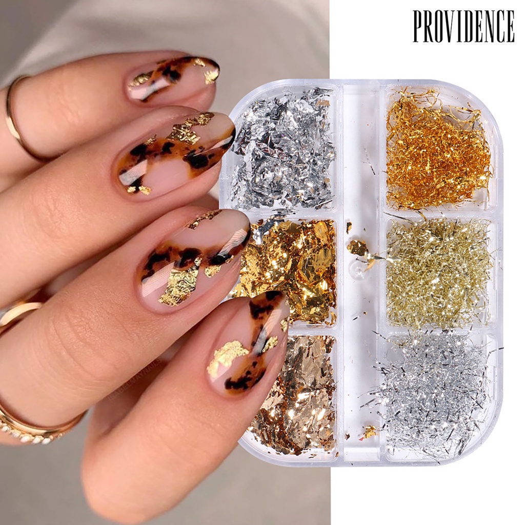 Providence 1 Box Ultra Thin Metallic Nail Foil Bright Color Irregular Crafts Making Gold Foil Flakes Makeup Accessories