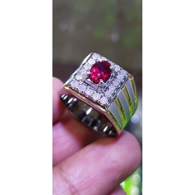 cincin berlian batu merah ruby