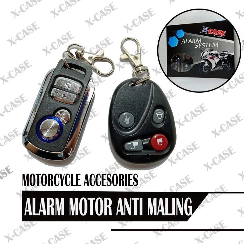 Alarm Motor Anti Maling 2 Remote Bisa Starter Sensor Getar Alarm Kunci Gembok Universal