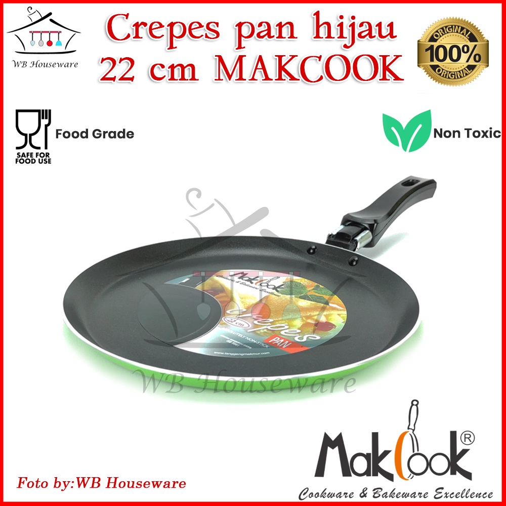 Wajan Teflon / Crepes pan / teflon crepes 22cm Makcook - hijau