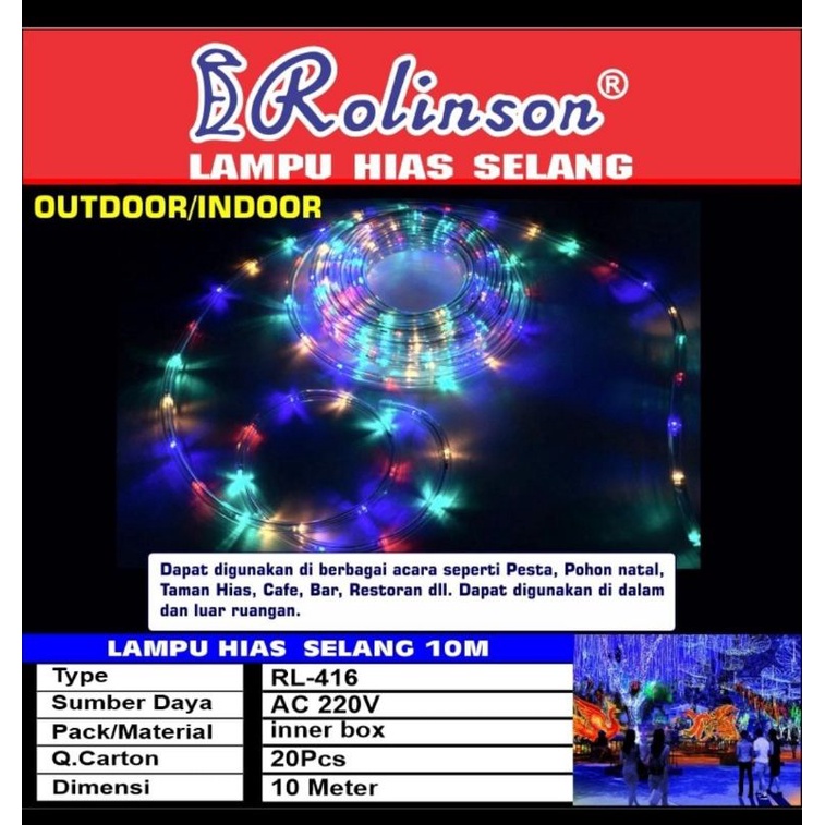 Lampu LED hias selang outdoor/indoor warna warni