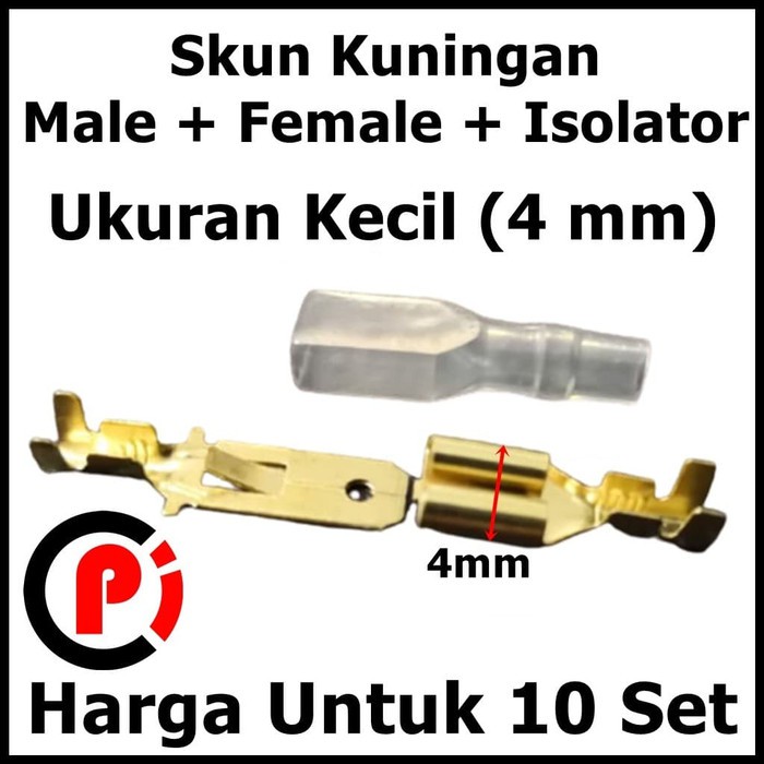 10 Set Skun Ukuran Kecil 4mm Male Female Isolator Untuk Motor Mobil