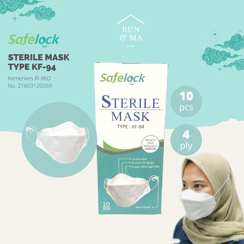 Masker KF94 4ply 4 ply Safelock Sterile Mask Bukan Sensi Convex Isi 10