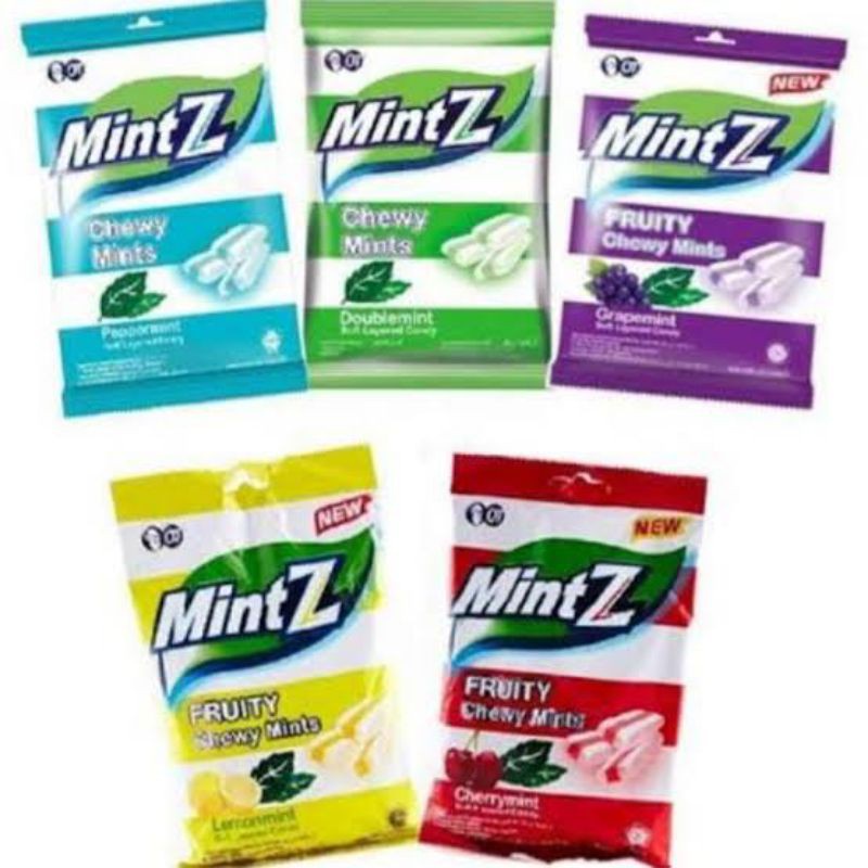 

Permen mintz chewy soft grapemint / duomint / cherrymint / peppermint / lemonmint / barleymint 125 gram