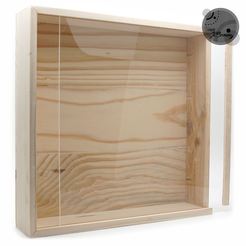 BOX DILLENIA KOTAK KAYU  PINUS  TUTUP AKRILIK POLOS MAHAR 