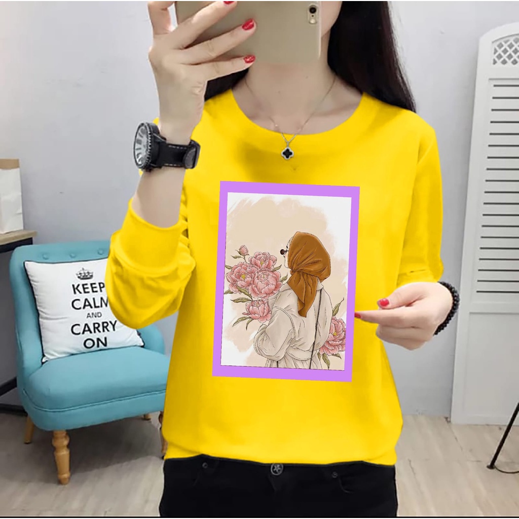 BISA COD ~ BAJU HIJAB PINK GIRL TERBARU-KAOS DISTRO WANITA LENGAN PANJANG KEREN MASA KINI-BAJU CEWEK TERLARIS