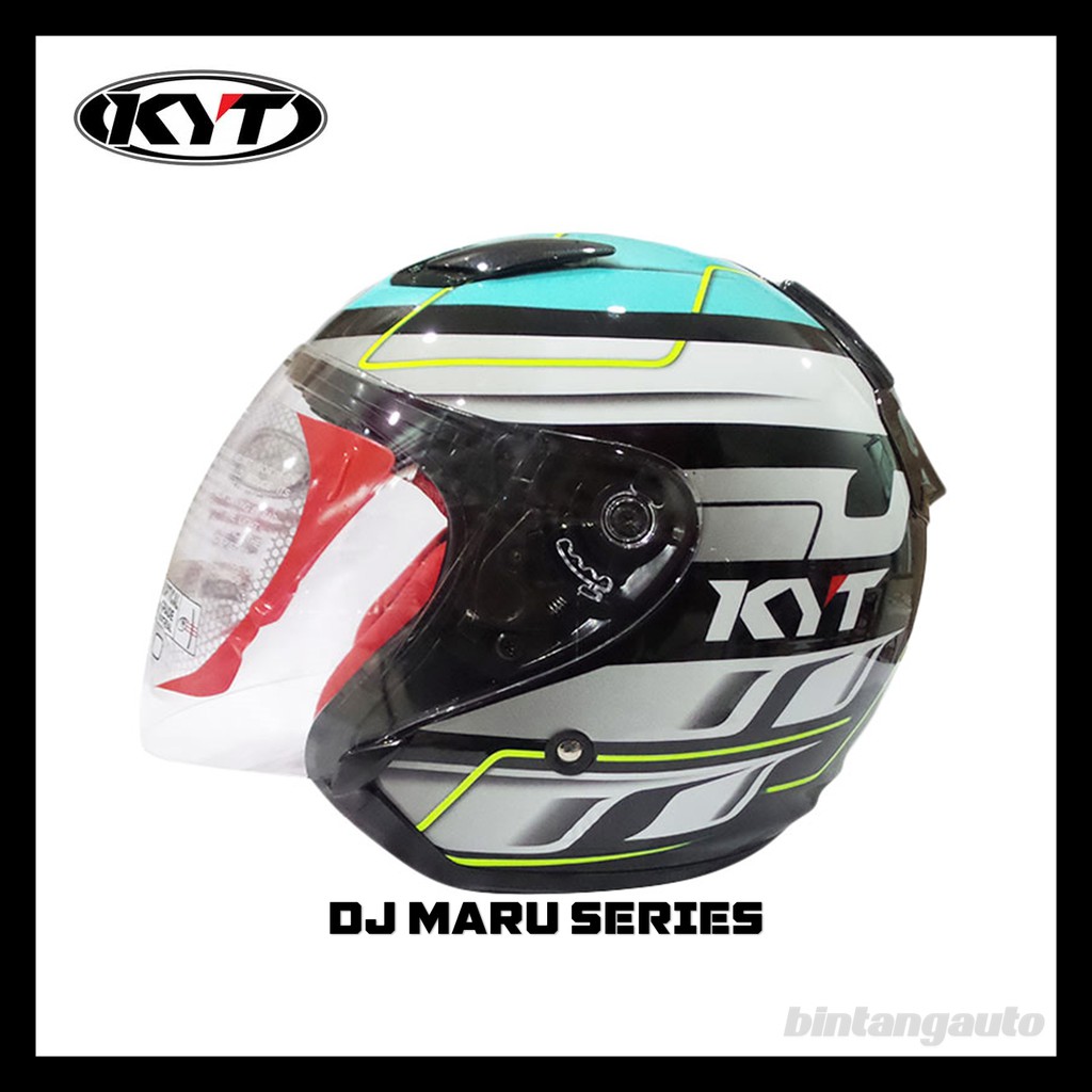 Helm KYT DJ Maru Motif 13 Black Blue Yellow Fluo | Shopee Indonesia