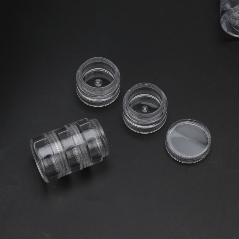 Gro Wadah Susun Silinder 5lapis Plastik Bening Round Storage Organizer Untuk Case Tempat Eye Shadow Powder Gems Bead