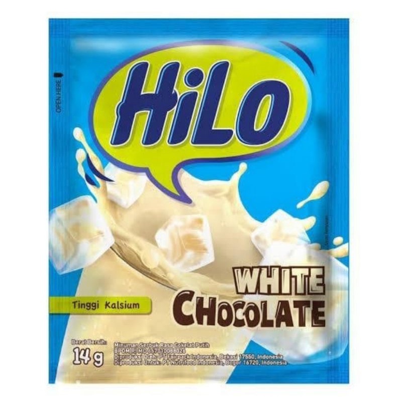 

Hilo White Chocolate 1 Renceng isi 10 Sachet