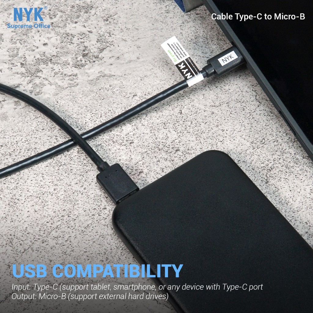 Type-c to micro-b data cable nyk 1.5m for ssd hdd external enclosure 3.0 - Kabel usb-c micro b 1.5 meter