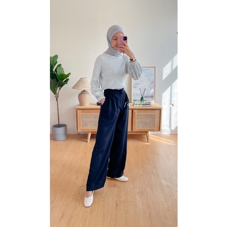 FARIVA - INJAE PANTS Celana HighWaist Korean Pastel Celana Kerja Premium