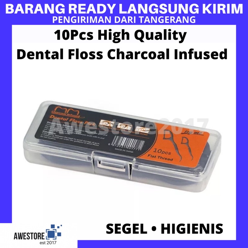 Charcoal Dental Floss Infused Tusuk Gigi Interdental Brush Benang Kit