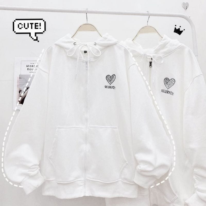Oversize Hoodie polos Zipper jaket Sweater Wanita Korea Style Tebal
