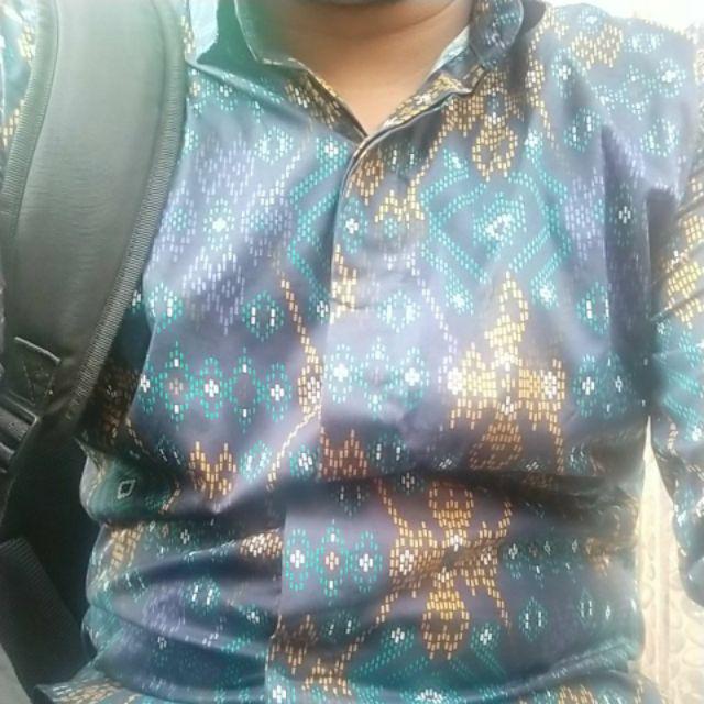 Kemeja Batik Pria Lengan Panjang Batik Songket  Motif Songket Green Snow Slimfit Hijau