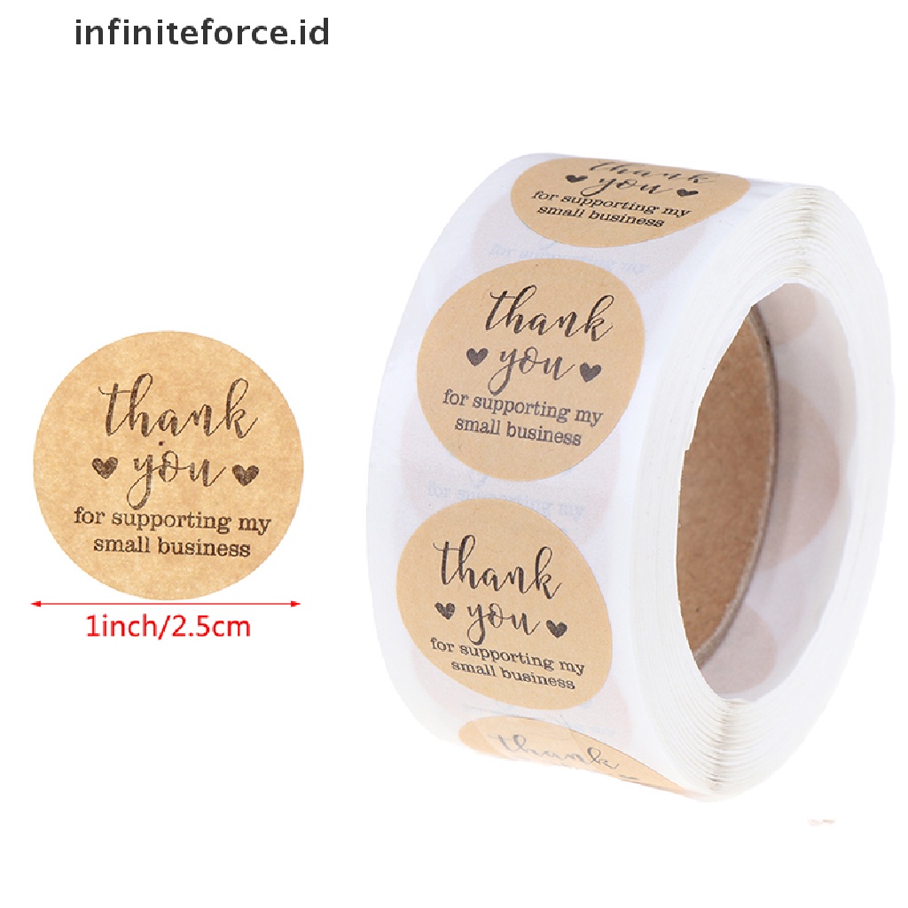 Infiniteforce.id 500pcs / Roll Stiker Label Bulat Tulisan Thank You Handmade