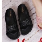 Sandal Slop Wanita Pita / Sandal Slop Kokop Motif Kerut Import - Verotino A766-5 (37-41) / Sandal Slop Jelly Wanita-Full Black